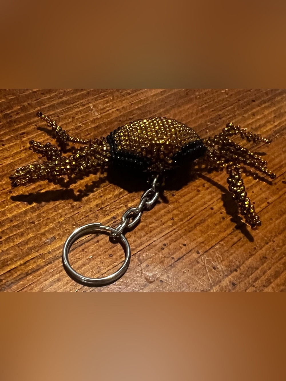 Crab Key Chain Seed Bead Handmade Guatemala Zipper Pull Charm Crustaceans EUC